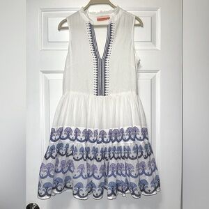Oliphant Small Holland Yoke mini sleeveless dress blue white